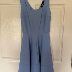 Lulu's Light Blue Textured Fit & Flare Mini Dress